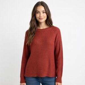 Vero Moda Women's Ribbed Knit Crewneck Sweater in Rust Size Small